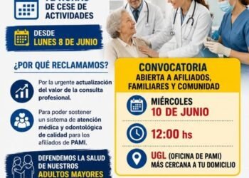 Médicos y odontólogos de PAMI inician paro de 72 horas por honorarios
