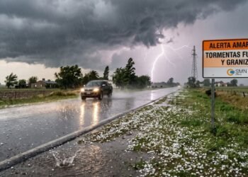 Alerta amarilla por tormentas severas y riesgo de granizo en el litoral